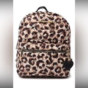 BETSEY Johnson Heart Quilted School Backpack Leopard